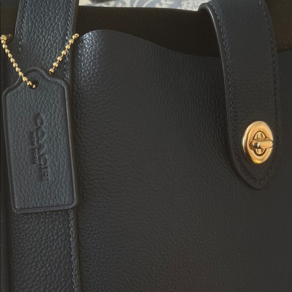 Coach Dark Blue Leather Tote - Picture 5 of 6